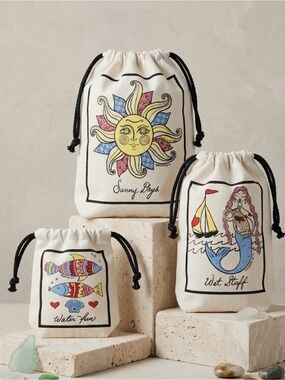 BRIGHTON Canvas Cinch Drawstring Bag Travel 3 bags